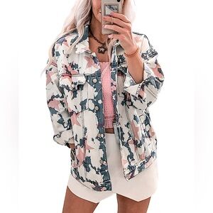 TOAST JEANS:  Stars Tie Dye Print Buttoned Denim Jacket -Size Large